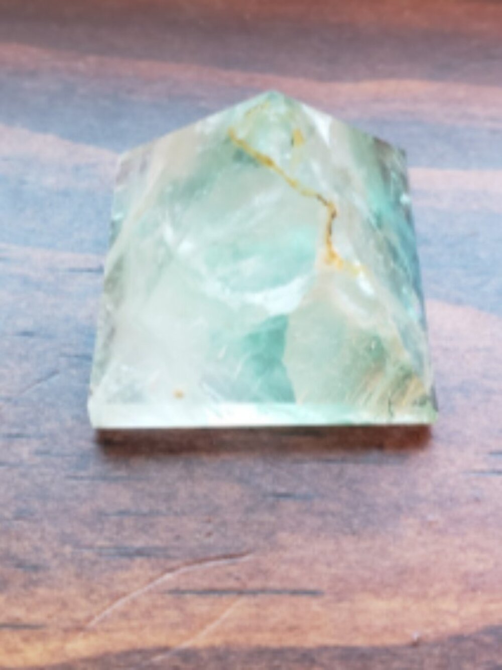 Natural Green Rainbow Fluorite Pyramid Crystal Mineral Gemstone 30mm